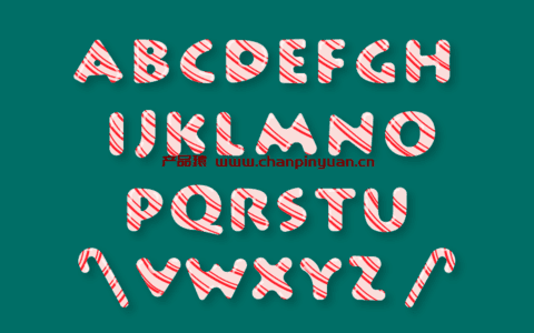 圣诞节糖果风格字母矢量素材